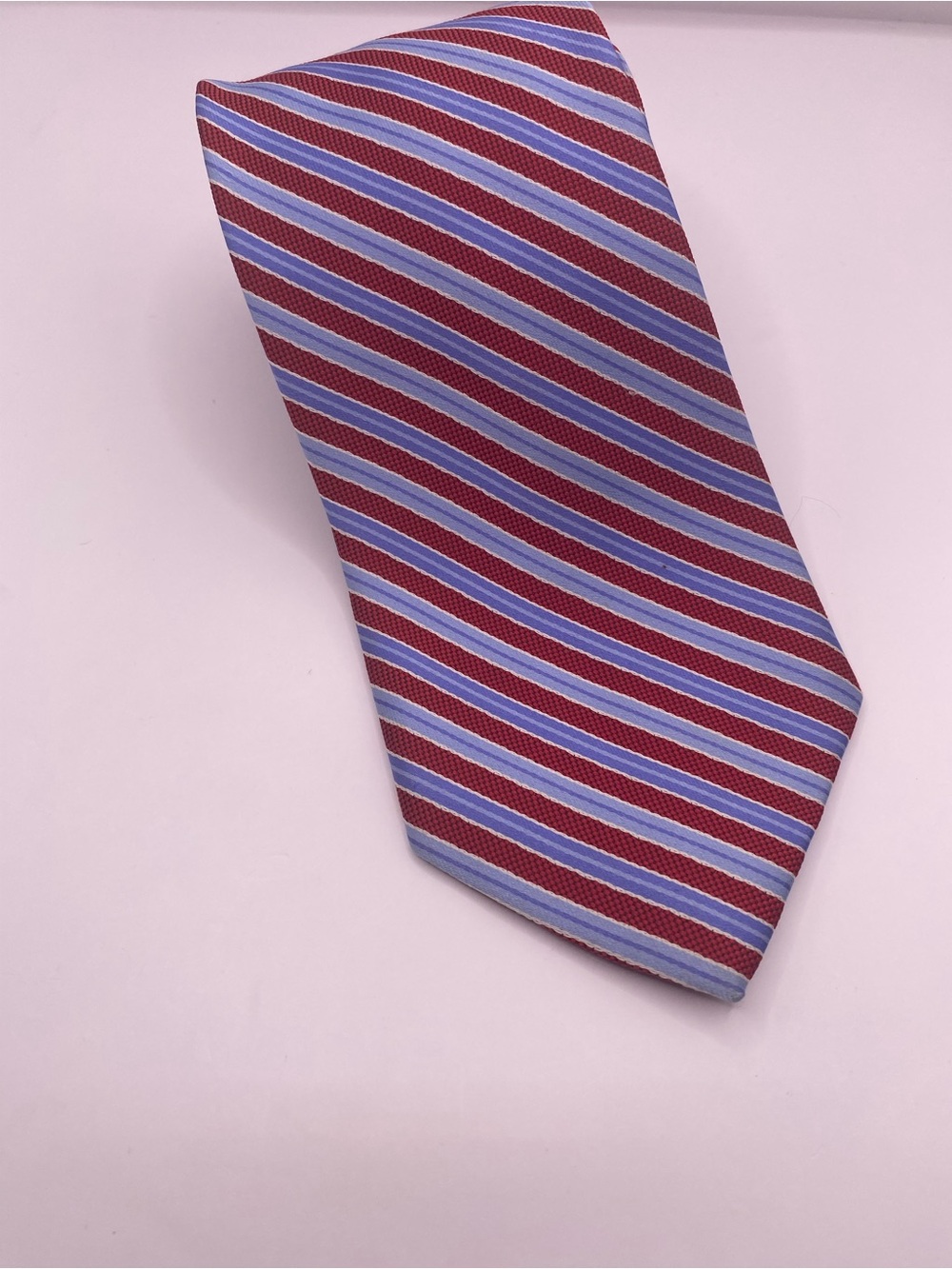 Brooks Brothers Red, Blue and Light Blue Diagonal Stripe Silk Tie